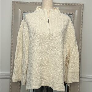 Coldwater Creek Cream Mock Neck 1/4 Zip Sweater